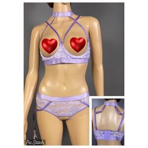 Exposed by Magic Silk Open Cup Crotchless Panties Garter Lingerie Small Medium